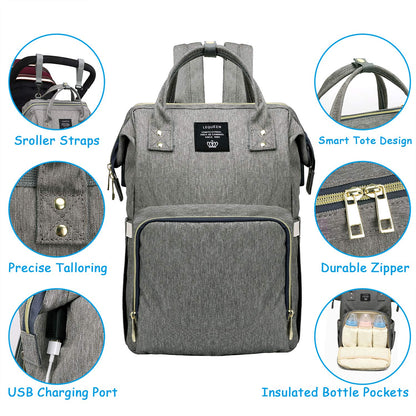 Spacious Portable USB Baby Diaper Bag Backpack