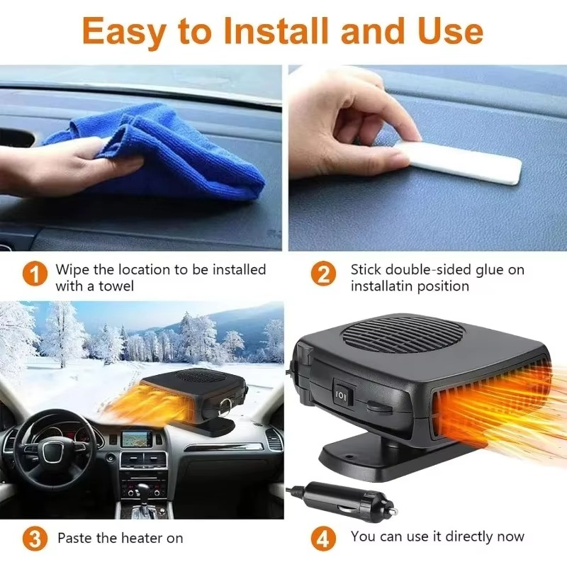 Compact Car Heater Defroster with Cooling Fan