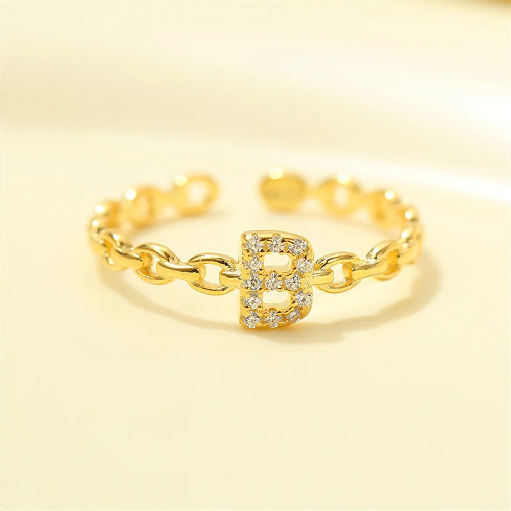 Delicate Diamond Initial Letter Ring