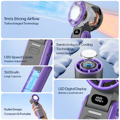 Portable Rechargeable Fan with 100 Speed Settings