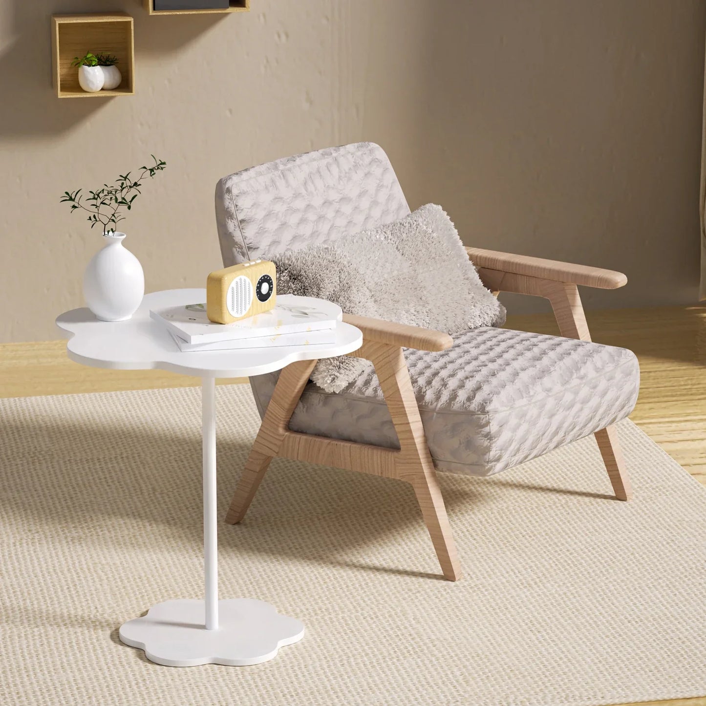 White Cloud Shaped End Table