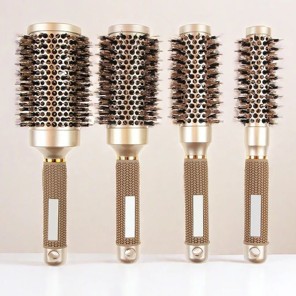 Round Hair Brush Set Ceramic & Boar Bristles Anti Frizz