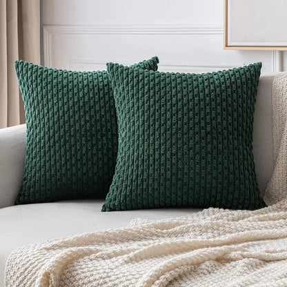 Cozy Striped Velvet Cushion in Modern Bohemian Style