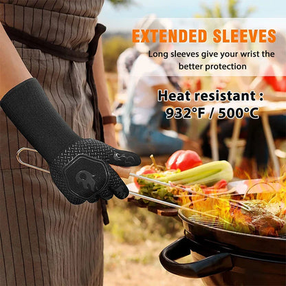 Heat Resistant BBQ Gloves Silicone Non Slip Grill Mitts
