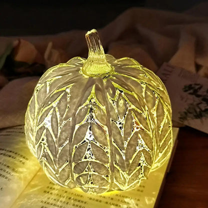 Warm Glass Pumpkin LED Decor for Fall & Halloween