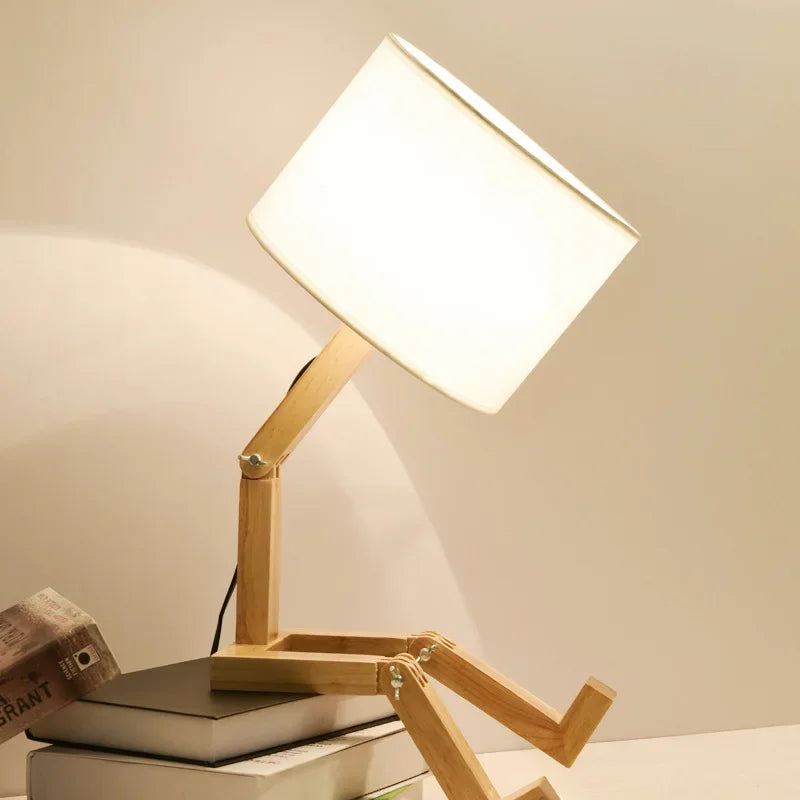 Stylish Wood Desk Lamp with Storage