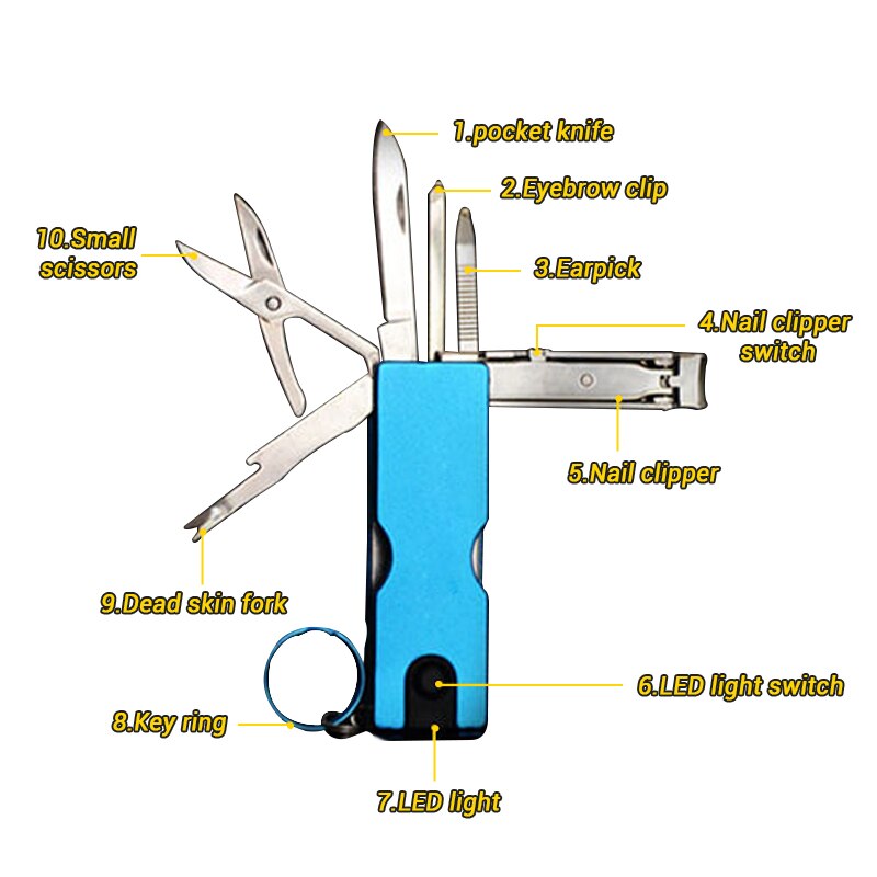 Practical 10in1 Pocket Multi Tool Keychain