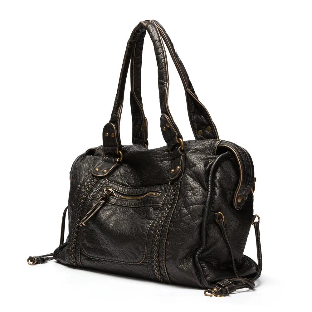 Luxury Black Genuine Leather Tote Bag - Befez