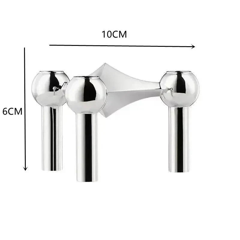 Contemporary Metal Candle Holder – Sleek Silver Candle Stand