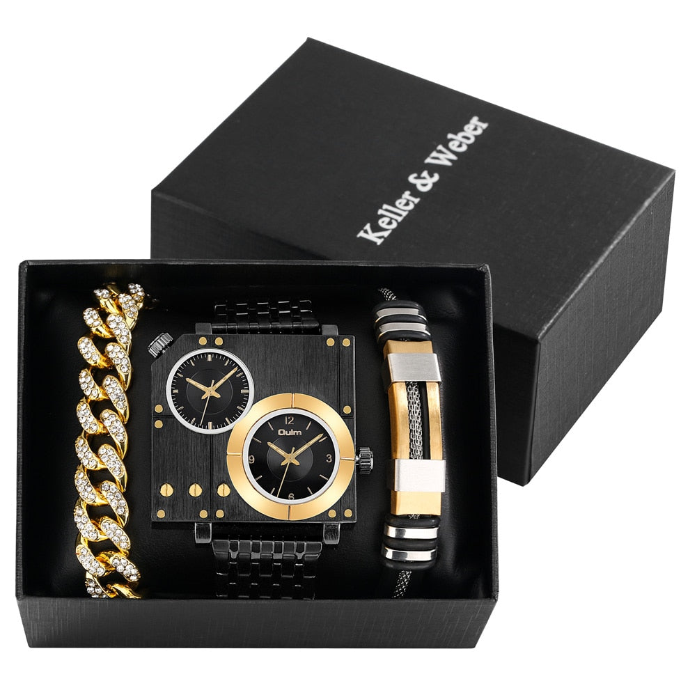 Stylish Quartz Square Watch Box Set