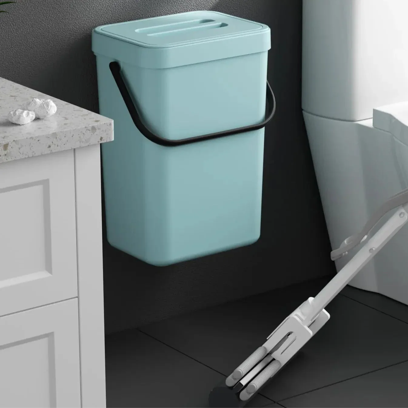 Space Saving Wall Mount Mini Bin with Lid