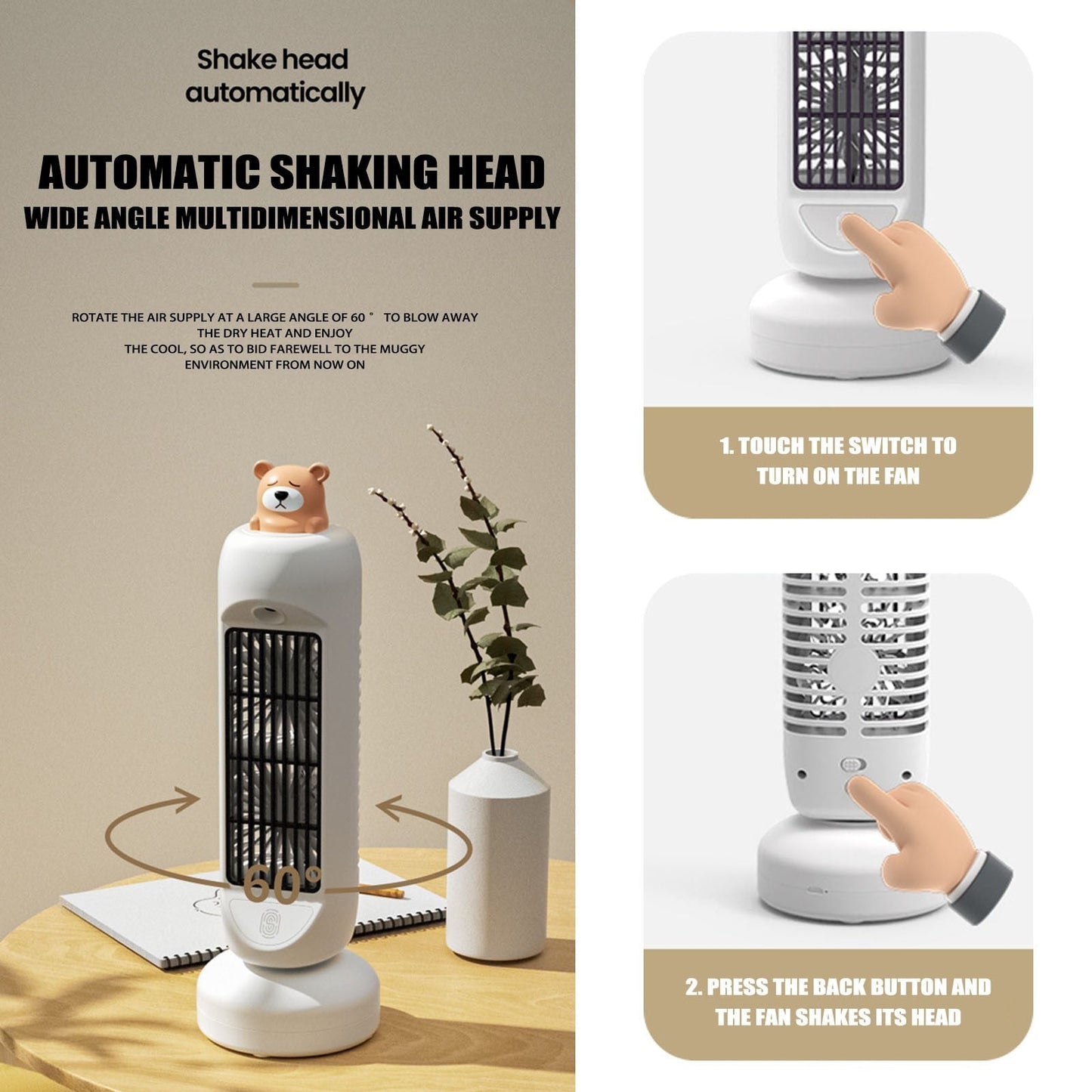 Compact Bear Portable Misting Fan