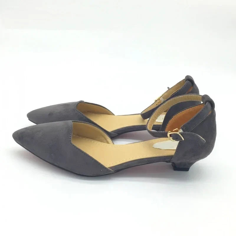 Women's Classic Low Heel Pumps Blue Pointed Toe Shoes