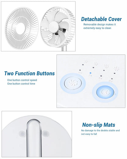 Compact USB Folding Fan with Timer and 4 Speeds