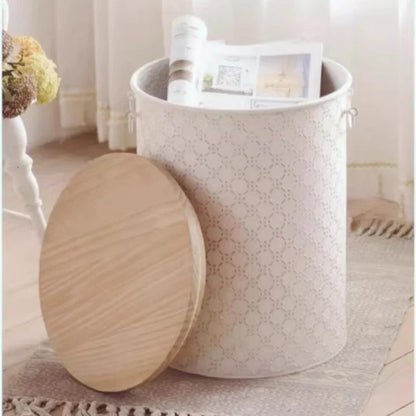 Befez | Compact Metal End Table with Storage Basket