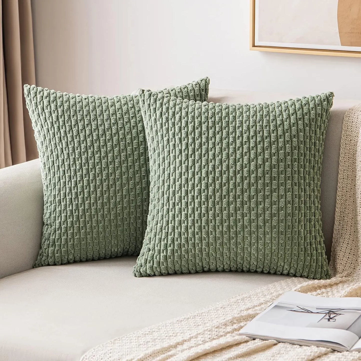 Cozy Striped Velvet Cushion in Modern Bohemian Style
