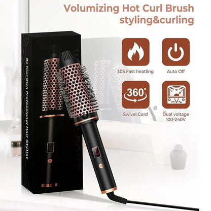 Befez | 3-in-1 Hair Straightener and Curling Iron | Straight, Wave, Volume | Heat Protect Brush