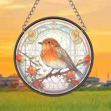 Colorful Owl Glass Window Hanging Decoration