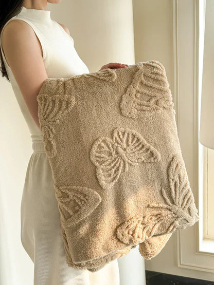 Cozy Plush Blanket with 3D Butterfly Pattern