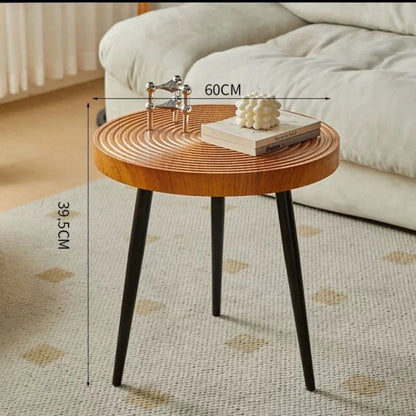 Round Wood Coffee Table Minimalist Living Room Furniture
