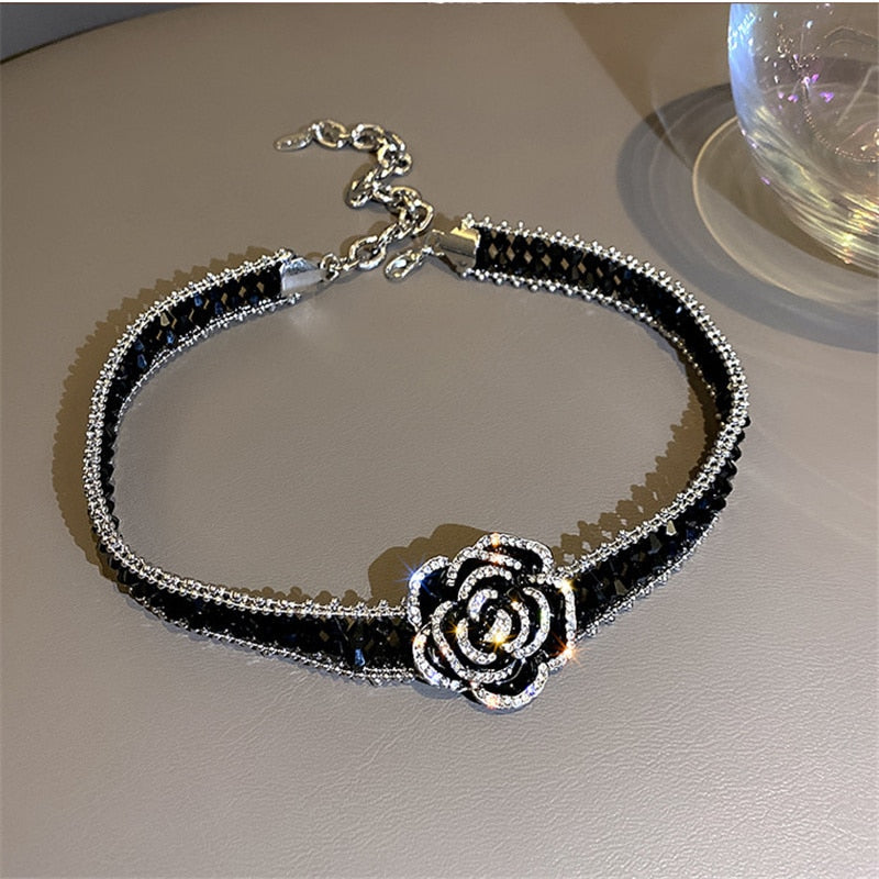 Dark Rose Crystal Pendant Necklace - Befez