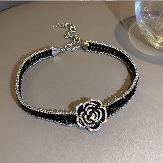 Dark Rose Crystal Pendant Necklace - Befez