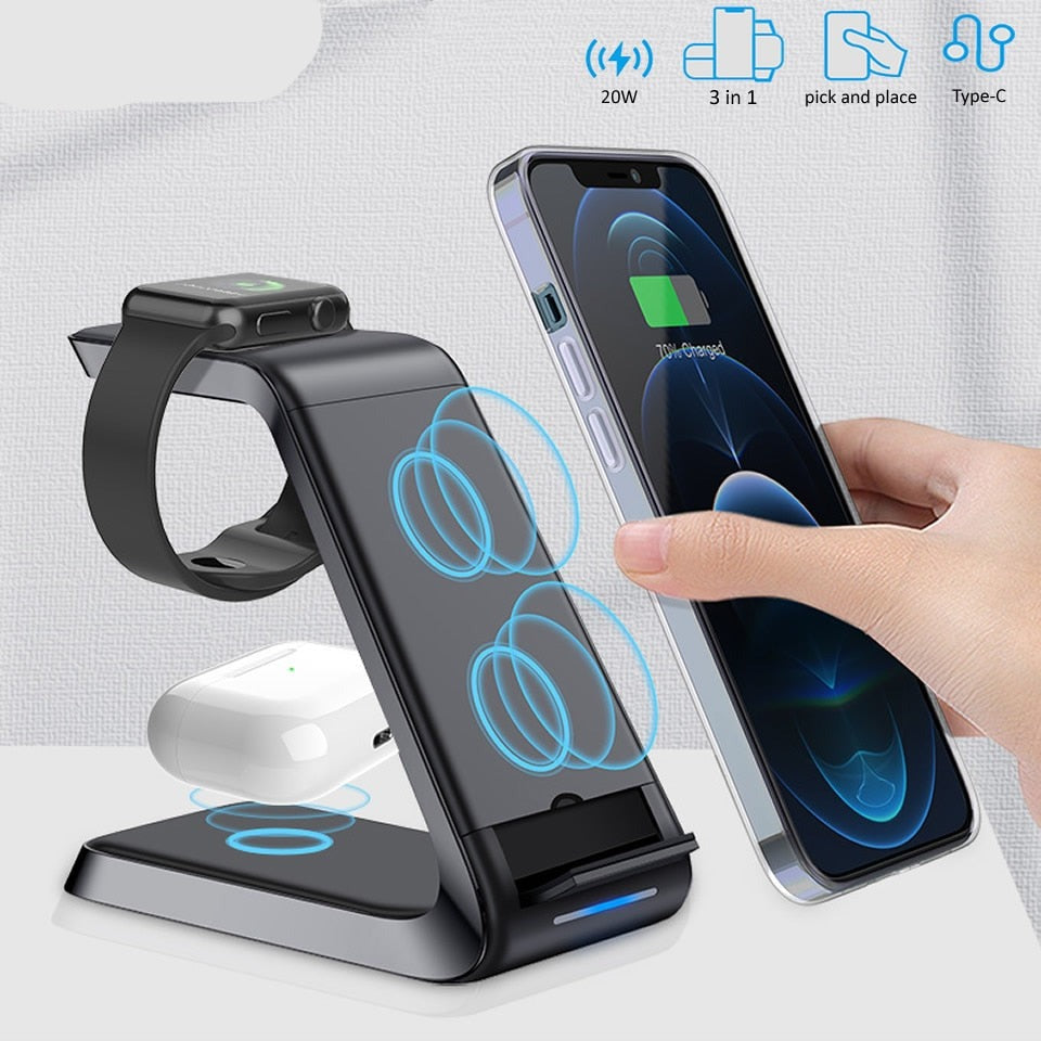 Compact 3 in 1 Wireless Charging Station