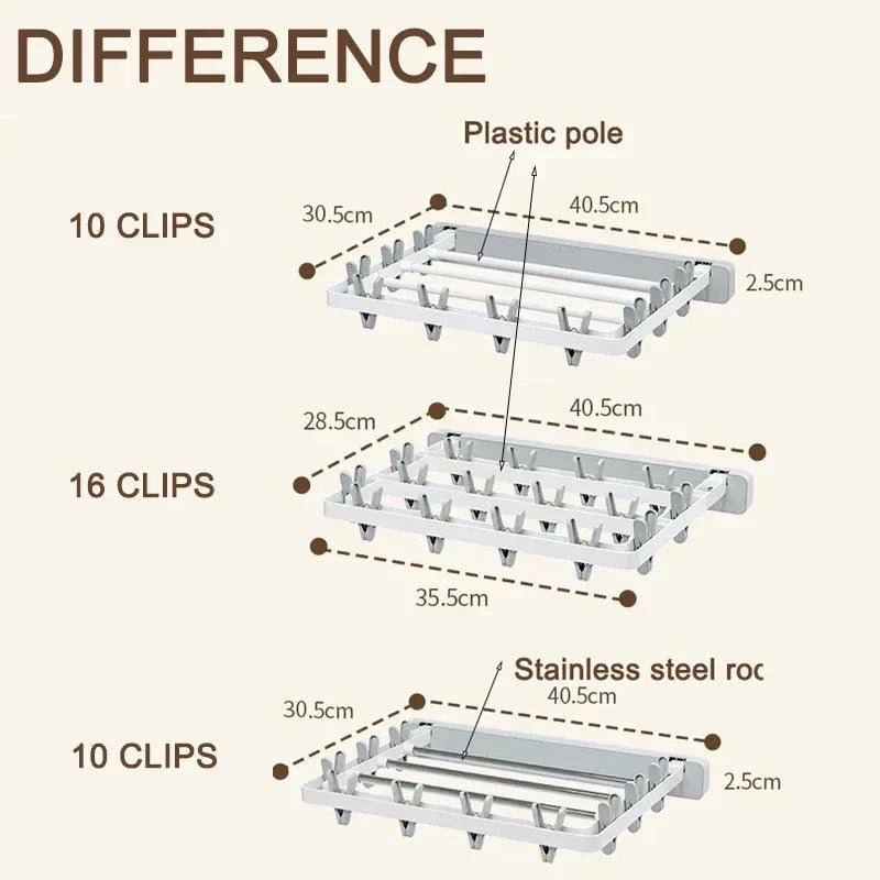 Compact Foldable Wall Mount Clothes Drying Rack