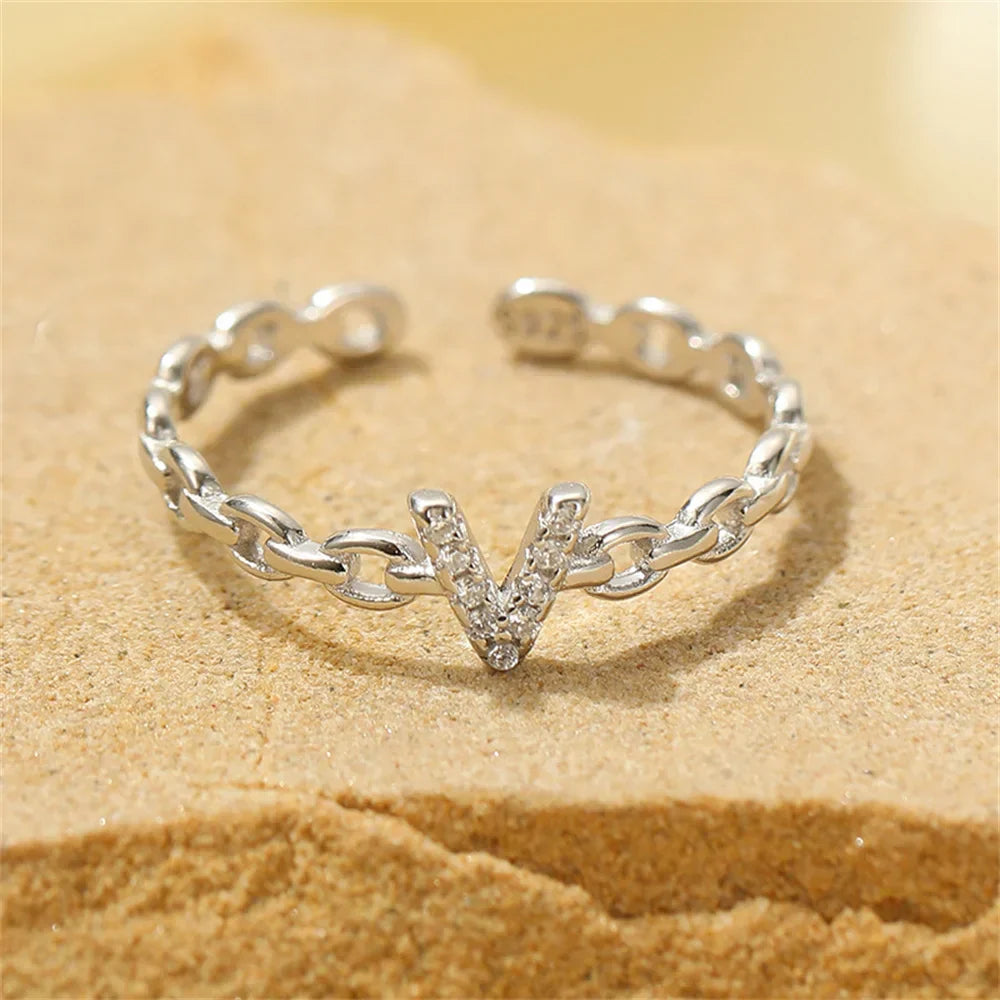 Delicate Diamond Initial Letter Ring