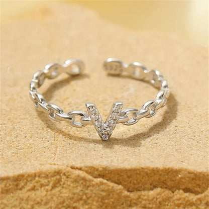 Delicate Diamond Initial Letter Ring