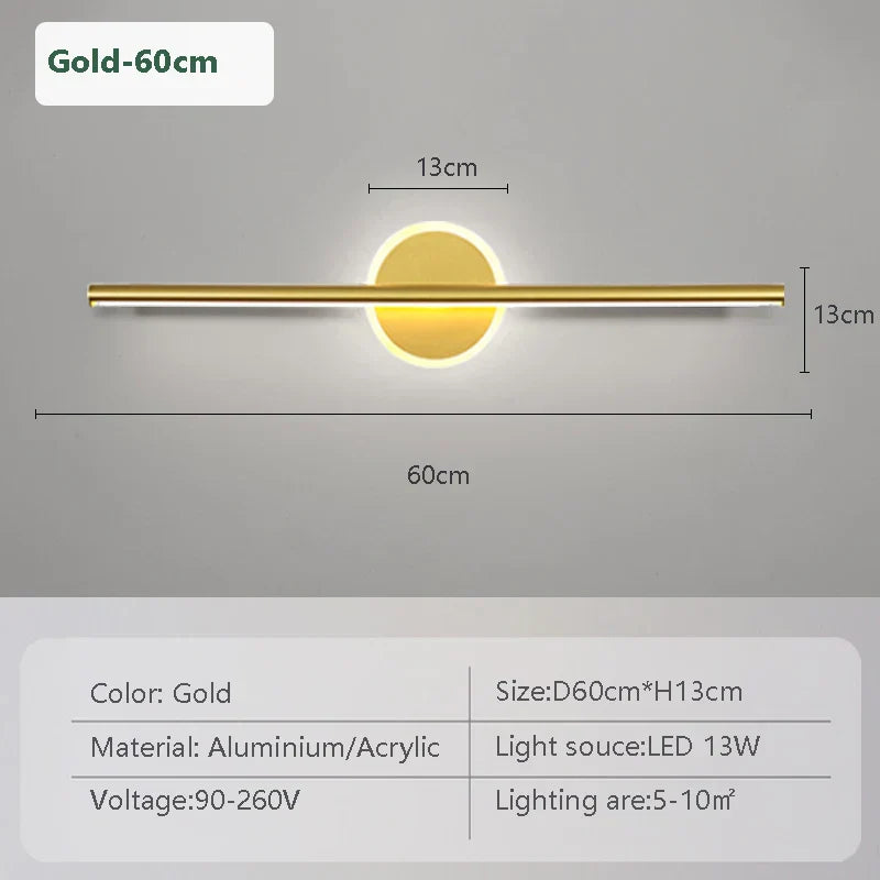 Stylish LED Wall Lamp Black Gold 3 Color