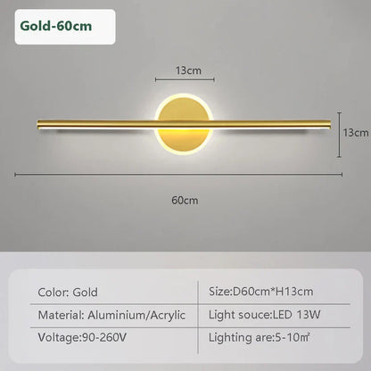 Stylish LED Wall Lamp Black Gold 3 Color