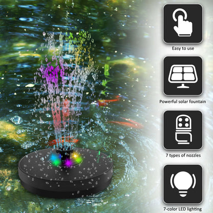 Solar Powered Water Fountain with LED Lights