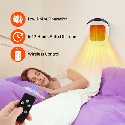 Compact 600W Electric Wall Heater with Remote Control