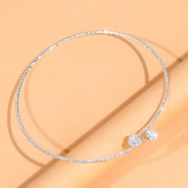 Shining Gemstone Choker Necklace Women's Fashion Jewelry