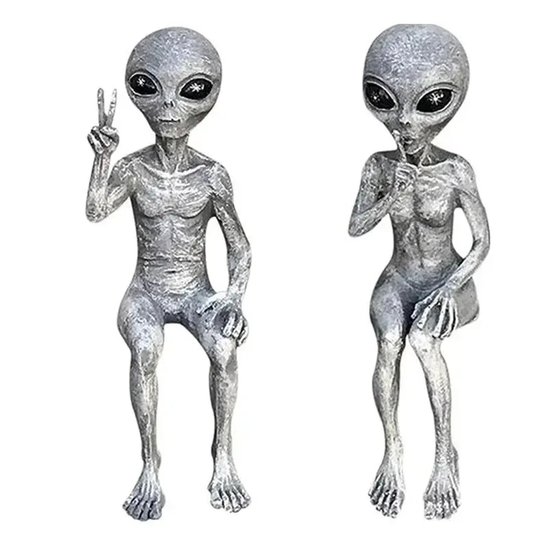 Colorful Alien Garden Statue UFO Decor Figurine