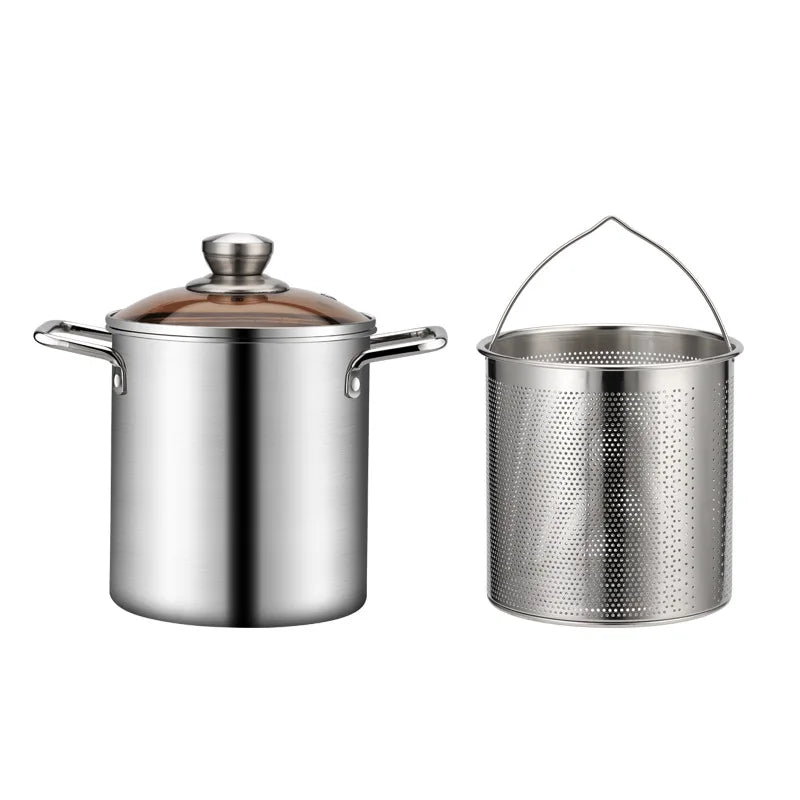 Large Stainless Steel Fry Pan 3L with Strainer & Lid - Befez