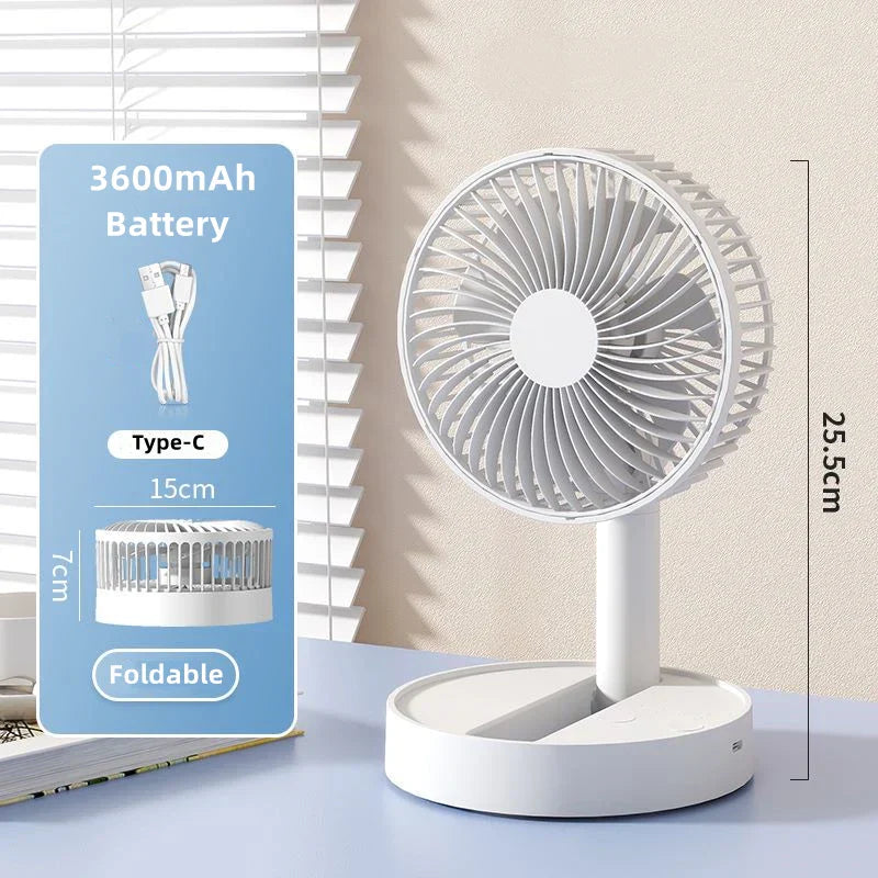 Compact USB Folding Fan with Timer and 4 Speeds