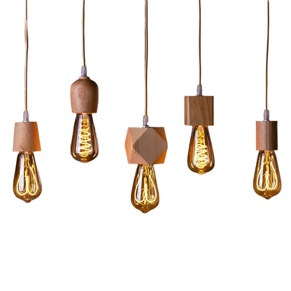 Rustic Wood Hanging Lamp with Warm Glow