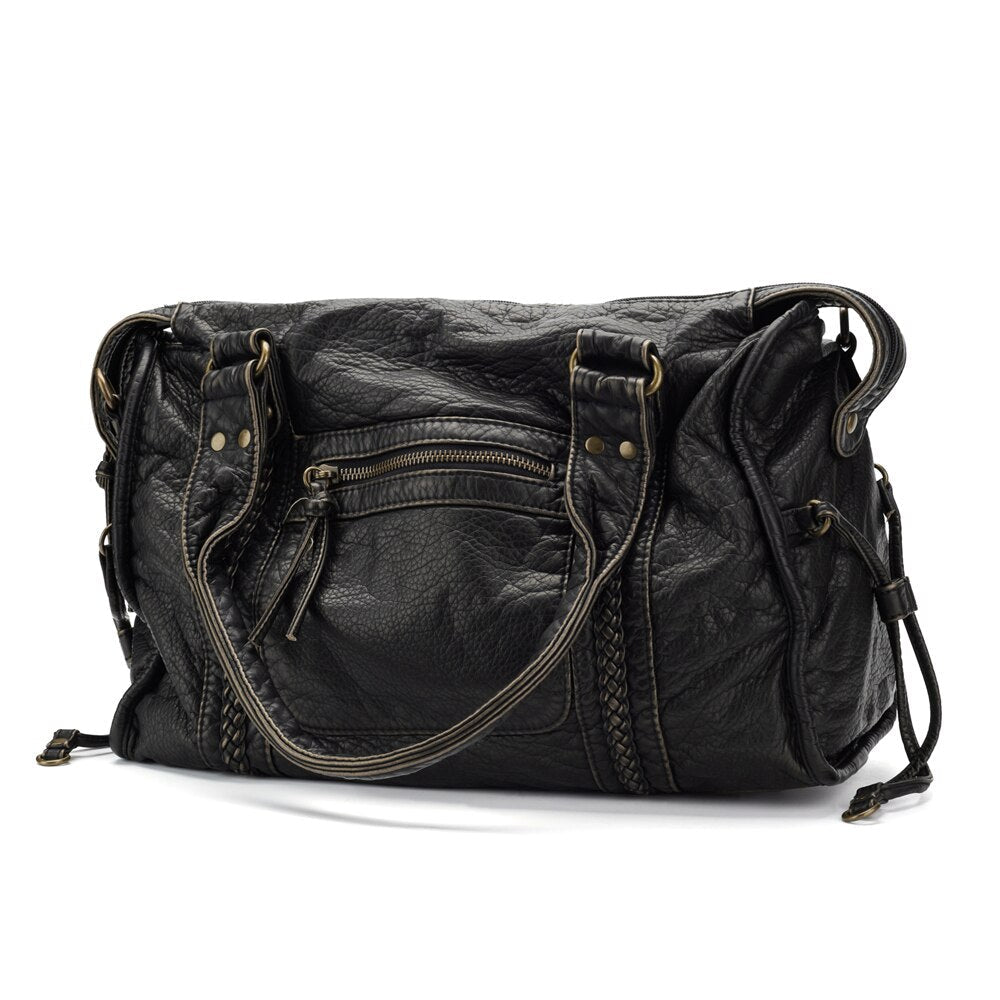 Luxury Black Genuine Leather Tote Bag