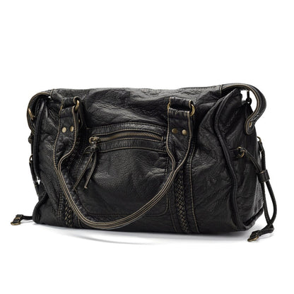 Luxury Black Genuine Leather Tote Bag
