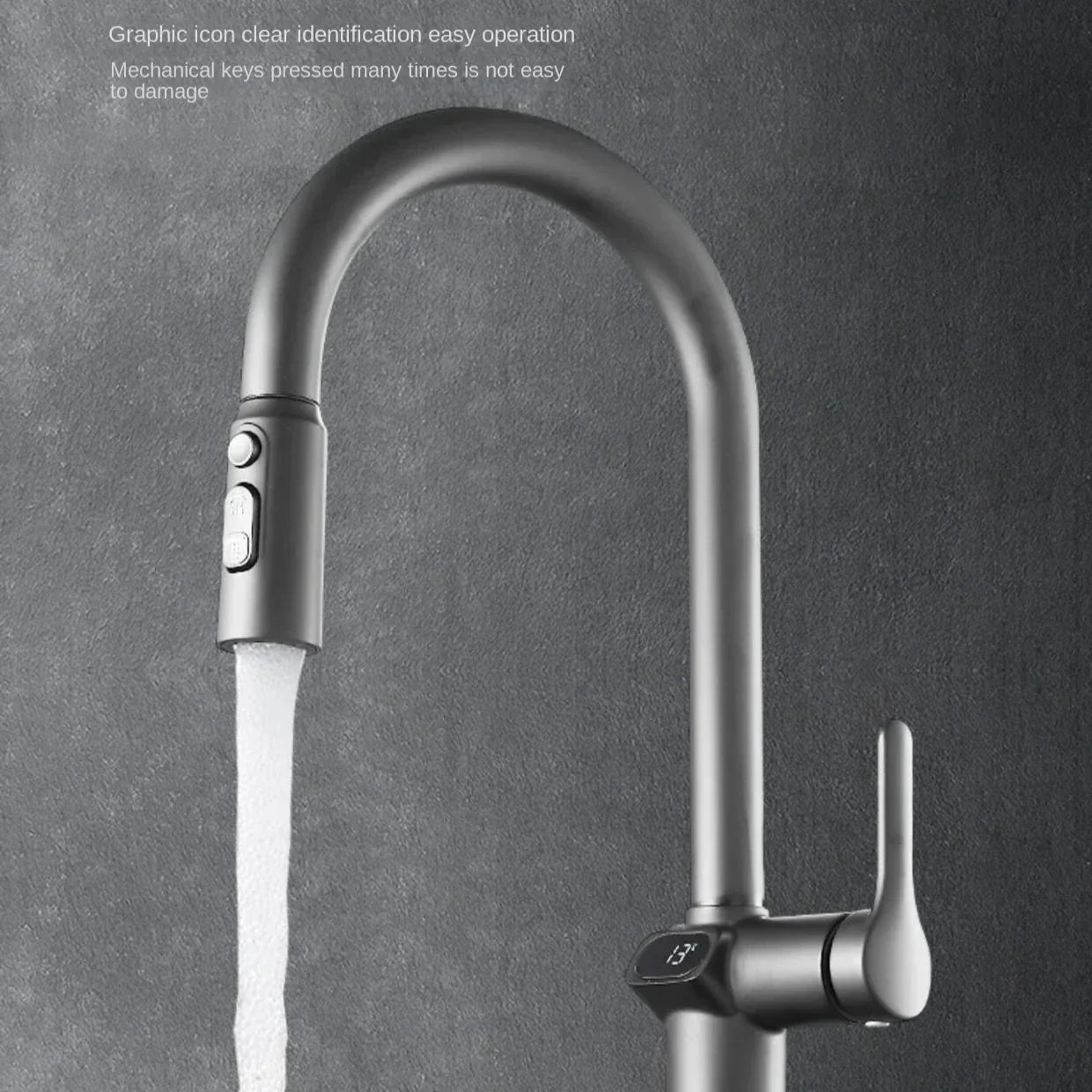 Modern Kitchen Faucet with Touch Screen and Rotating Spout