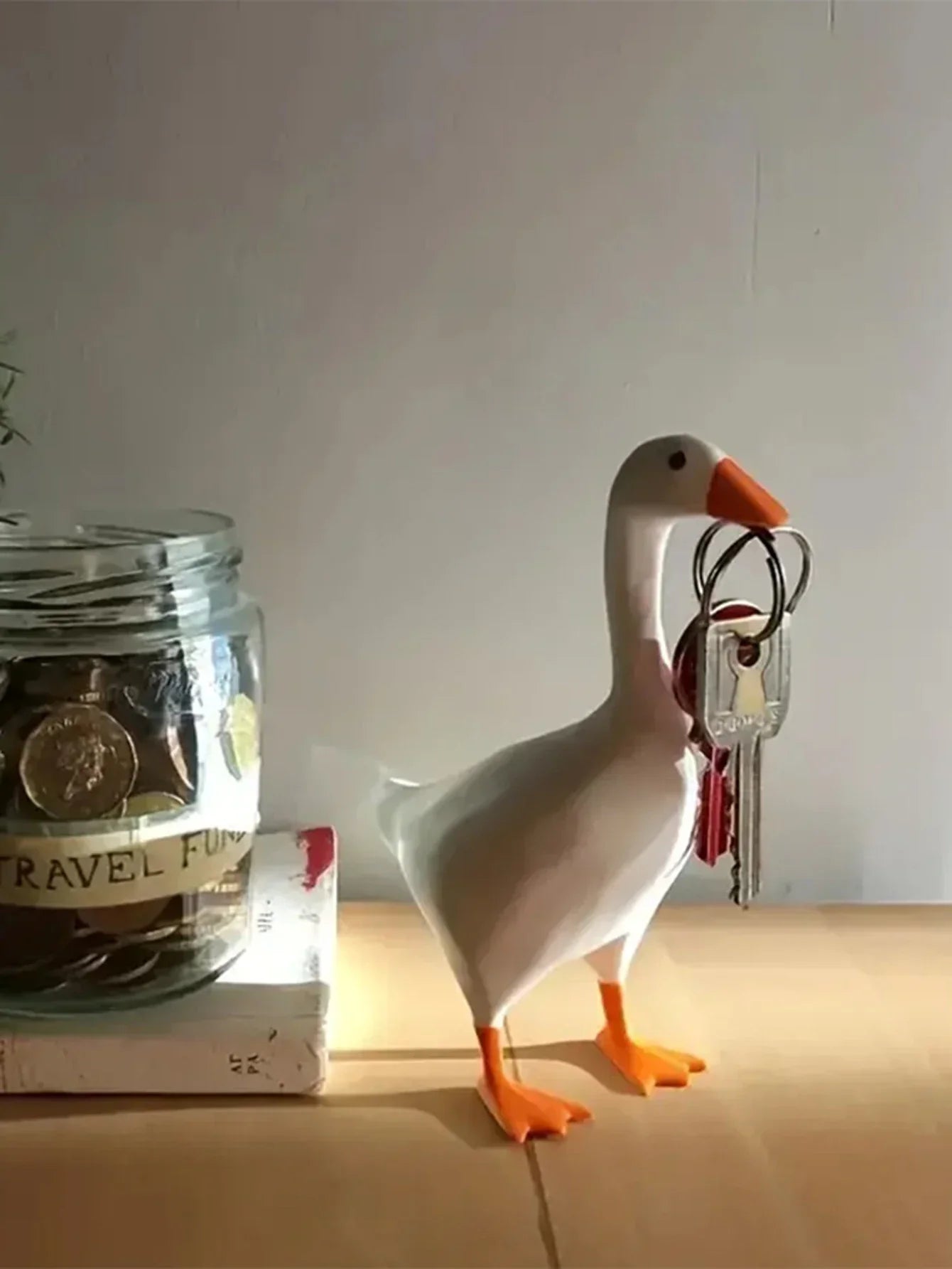 Cute Magnetic Goose Keychain Holder Figurine
