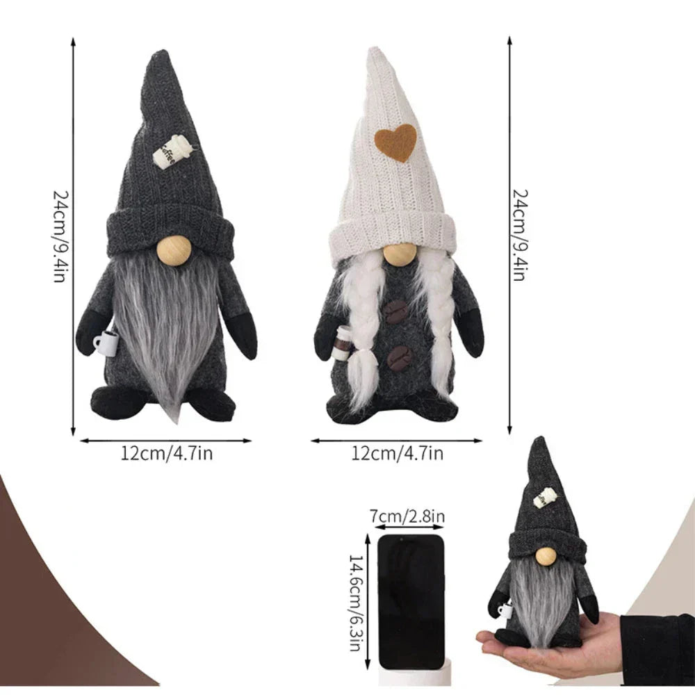 Cozy Nordic Coffee Gnome Figurines - Home Decor