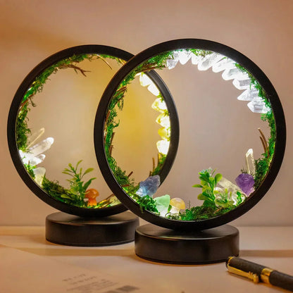 Beautiful Night Lamp with Green Crystal Accent