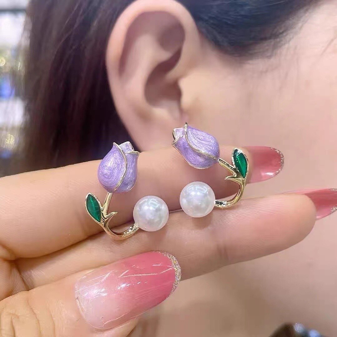 Pretty Floral Heart Drop Earrings