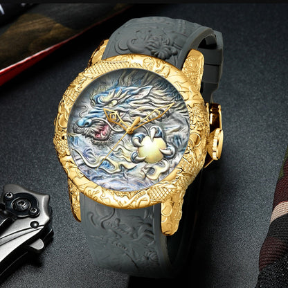 Vintage Dragon Quartz Leather Watch