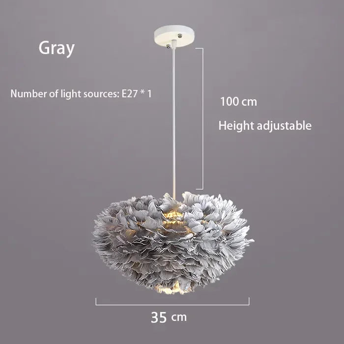 Simple Nordic Feather Drop Light with LED