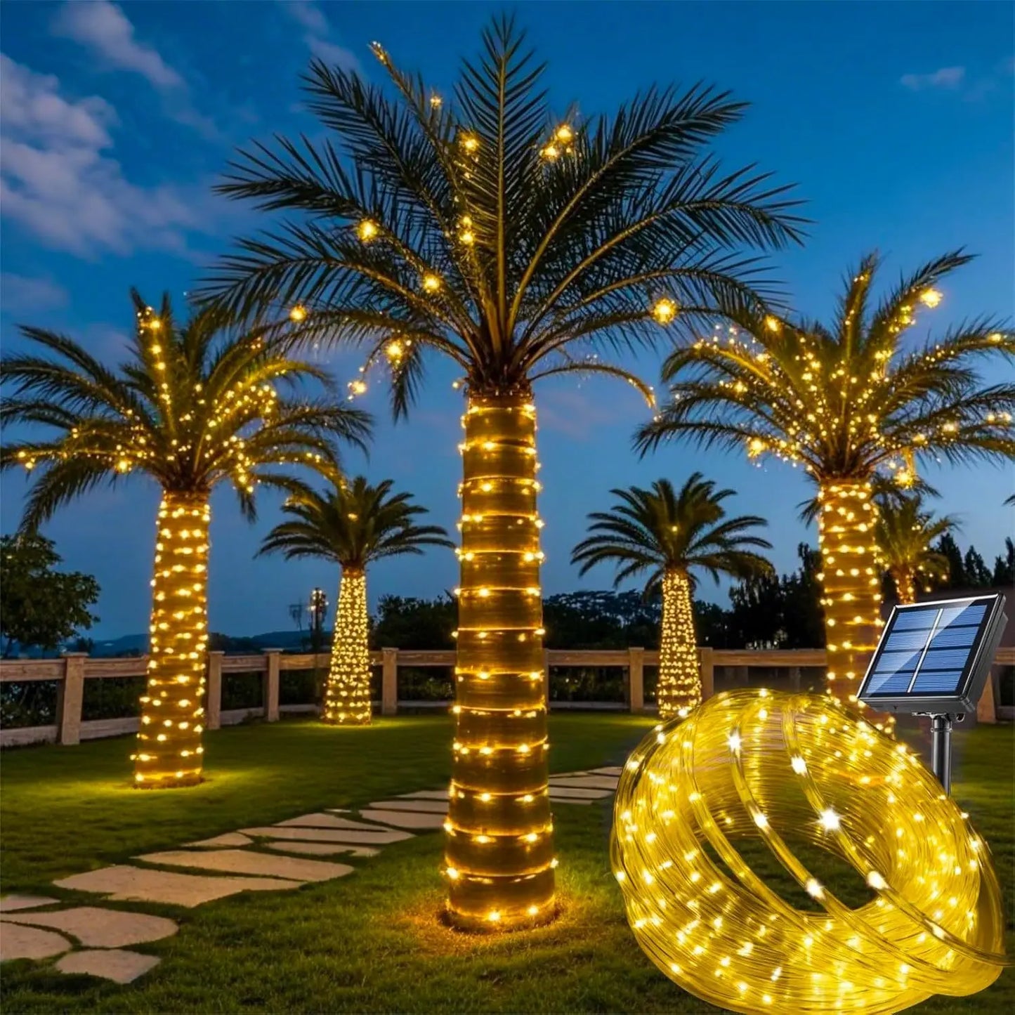 Solar Powered Outdoor String Lights Waterproof 8 Modes
