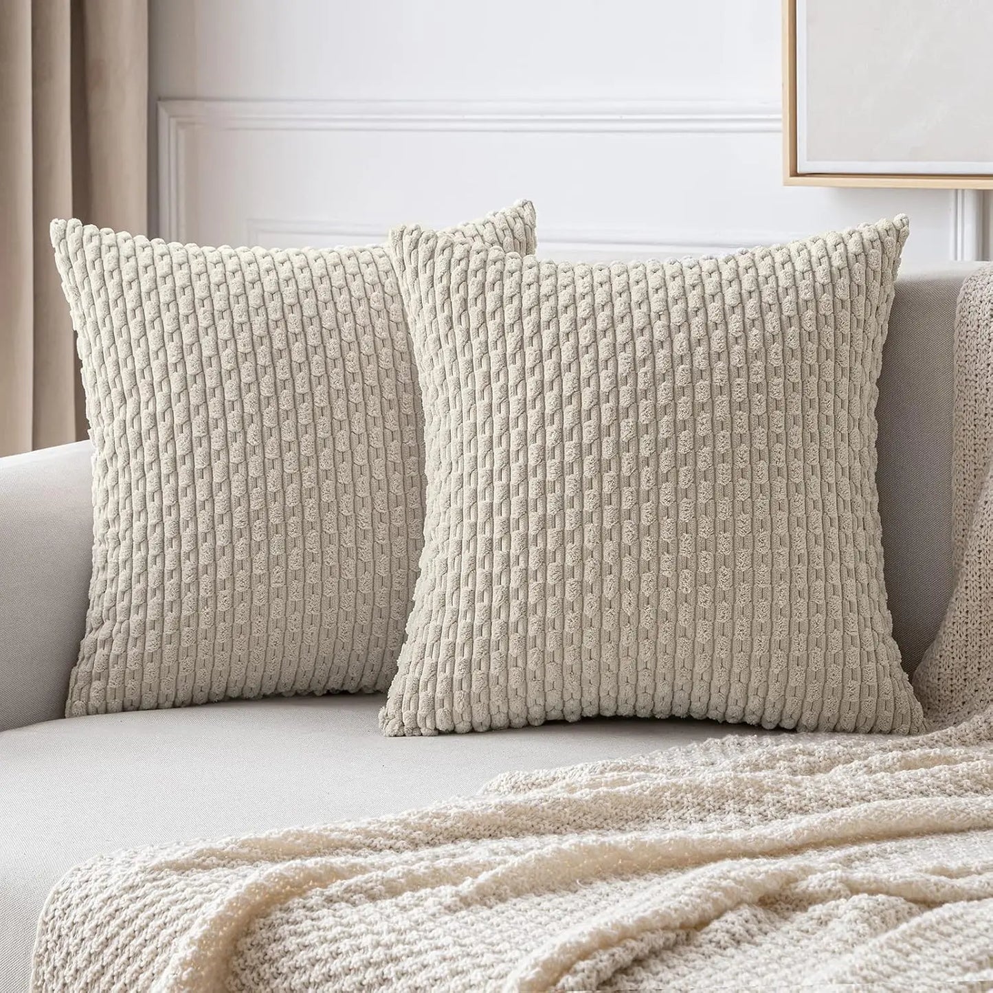 Cozy Striped Velvet Cushion in Modern Bohemian Style